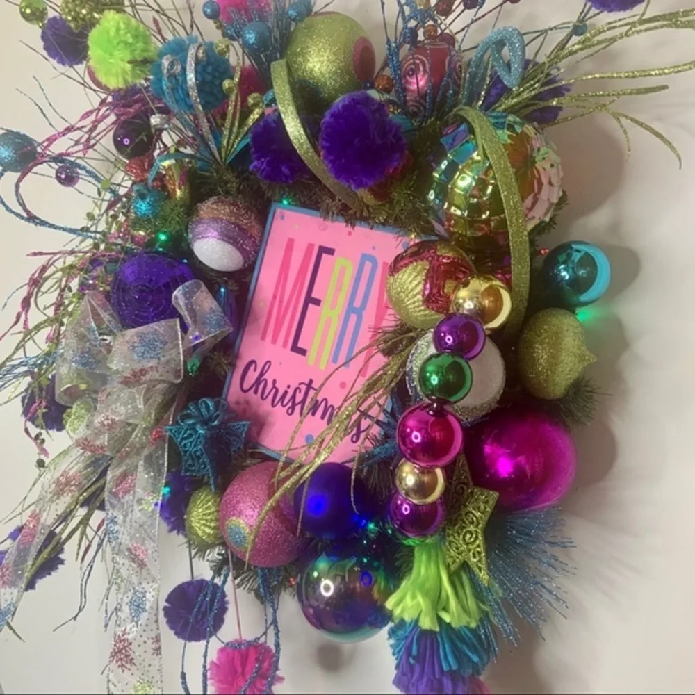 New Colorful Whimsical Unique Christmas Wreath